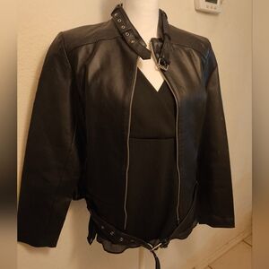 Black Leather Biker Jacket M